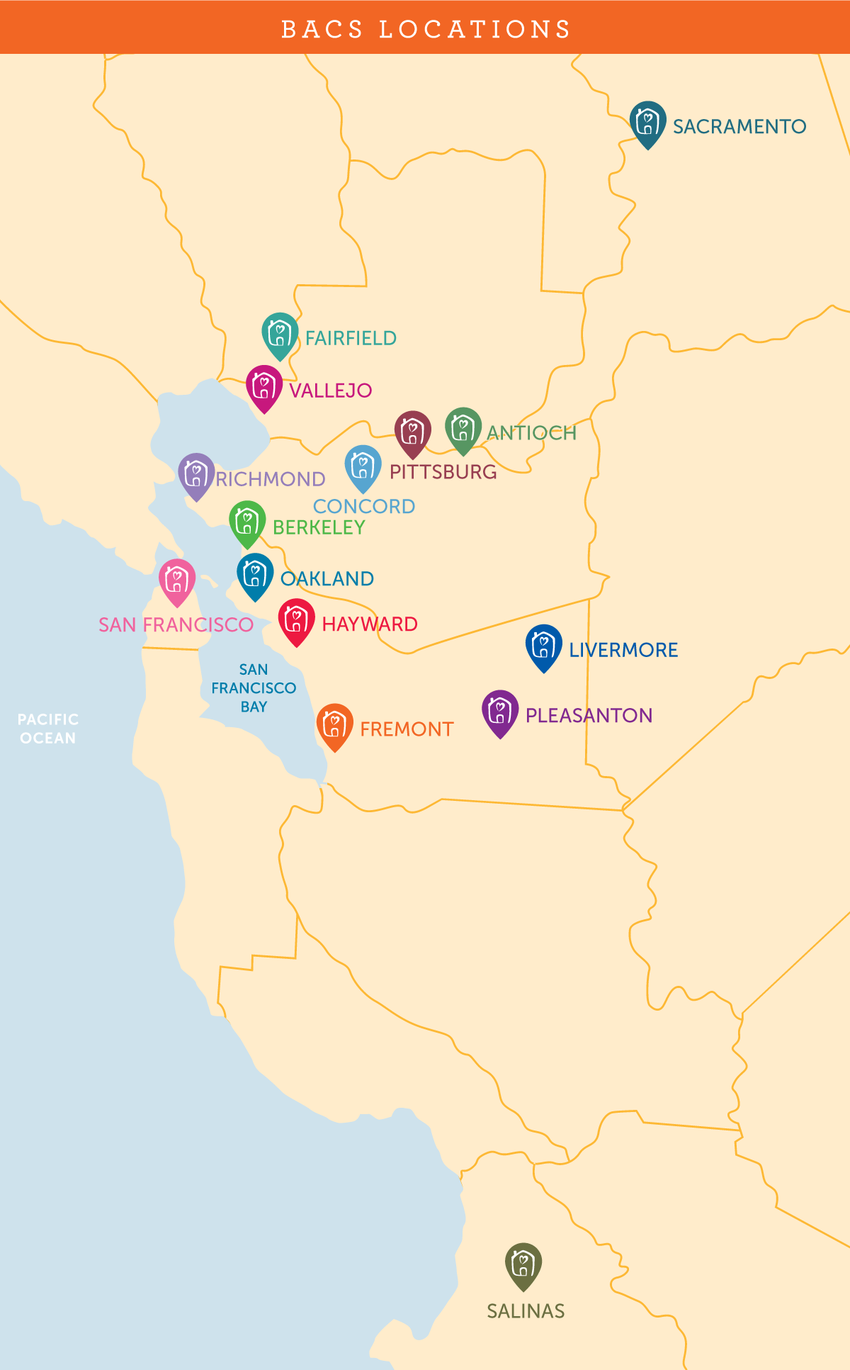 BACS locations map 2022